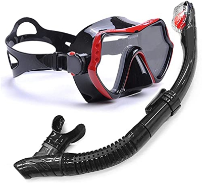 QHYXT Buceo Snorkeling Profesional Anti Niebla Scuba Diving Snorkel Set para Buceo Natación Snorkel y Otros Deportes Subacuáticos (Rojo)