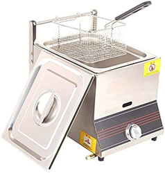 Freidora De Gas 6L/12L Comercial Freidora De Grasa Profunda De Acero Inoxidable De Gran Capacidad Encimera De Encendido Electrónico De Pulso,6L,Amazin precio