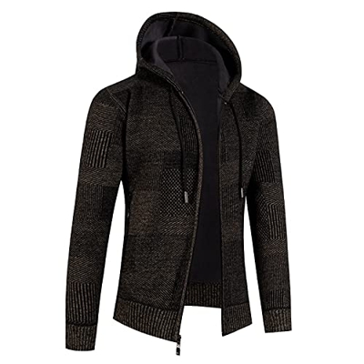 MaNMaNing Sudadera Chaqueta cárdigan Delgada de Manga Larga de Invierno para Hombre, además de Terciopelo, a la Moda, para Ocio y Calidez