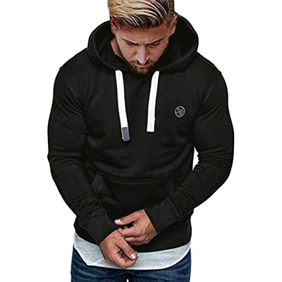 MaNMaNing Sudadera con Capucha Suéter de Color sólido de otoño e Invierno para Hombre, Top Bordado de Manga Larga con Capucha, Sudadera cálida , suéte