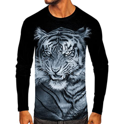MaNMaNing Camiseta para Hombre Hombres Casual Otoño Invierno Manga Larga O Cuello Camisa Impreso Camiseta Top Blusa T-0350 precio