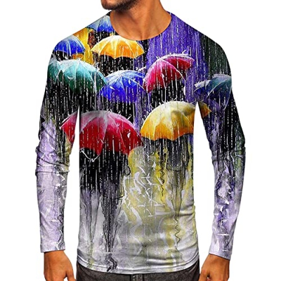 Camiseta Manga Larga Hombre Invierno Hombres Casual Otoño Invierno Manga Larga O Cuello Camisa Impreso Camiseta Top Blusa T-0425