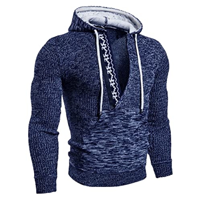 MaNMaNing Sudadera con Capucha Abrigo de otoño e Invierno para Hombre, suéteres con Capucha de Punto cálidos a la Moda con Cuello en V de Manga Larga 