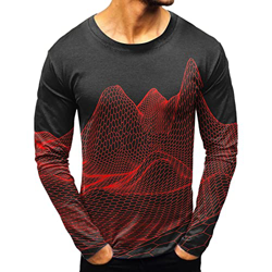 Camiseta para Hombre Invierno Camiseta de Manga Larga con Cuello Redondo y Estampado Digital Abstracto Deportivo Casual para Hombre T-0274 en oferta