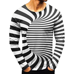 Camiseta Hombre Manga Larga Camiseta de Manga Larga con Cuello Redondo y Estampado Digital Abstracto Deportivo Casual para Hombre MT0145 en oferta