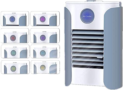 Aire Acondicionado Portatil Acondicionador de Aire portátil de Ventilador de Aire refrigerador de Escritorio con Altavoz, 7 Color DIRIGIÓ Luz, 3 veloc