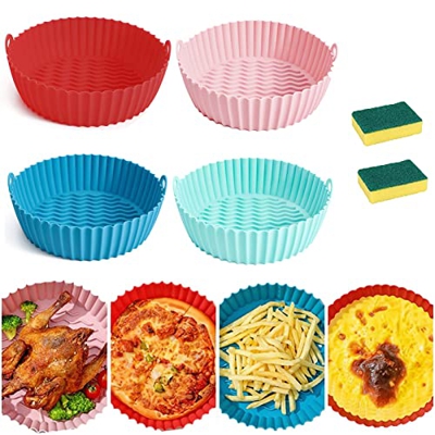 Air Fryer Silicone Pot, 8.5 Inch Air Fryer Silicone Baking Tray, Reusable Non-Stick Air Fryer Round Liners - Oil Proof, Water-proof, Easy Cleaning and