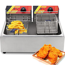 Freidora de Acero Inoxidable Resistente, freidora de encimera de 12 l, freidora eléctrica de Doble Tanque de 5000 W con termostatos de Doble Cesta, pa características