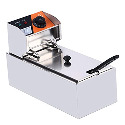 Mini freidora con Cesta, freidora eléctrica de Acero Inoxidable de 2000 W con depósito de Aceite de 4 l y Tapa, Temperatura Ajustable, para Uso domést