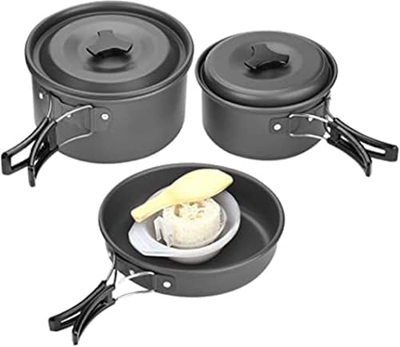 MYAMIA Utensilios de Cocina para Barbacoa para Acampar 2-3 Personas Juego de Cocina Portátil Multifuncional para Acampar Al Aire Libre Senderismo Y Pi