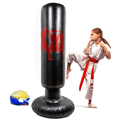 Stimmungs Saco de boxeo Free Standing Kids de 160 cm, dispositivo de entrenamiento inflable para niños, boxeo y taekwondo, bonito regalo de cumpleaños