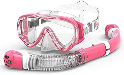 QHYXT Buceo Buceo Submarino Snorkeling y Snorkel Gafas antivaho Buceo Natación Easy Breath Tube Set para niños Niños (Conjunto Rosa)