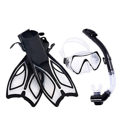 QHYXT Juego de Equipo de esnórquel, Gafas de Buceo de Vidrio Templado a Prueba de Agua, Juego de Aletas de Buceo y esnórquel Completamente seco, se Pu precio