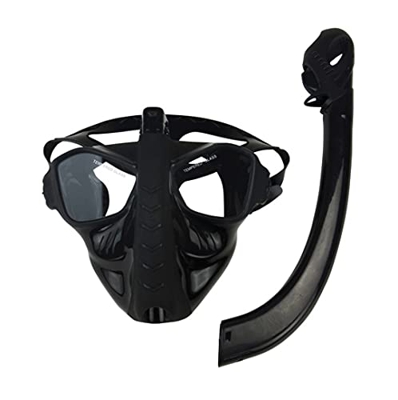 QHYXT Máscara Máscara de Snorkel Rostro Deportes Buceo Agua Tecnología Antifugas Snorkel Full Anti-Fog (Negro)