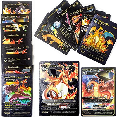 55 Cartas Pokemon Doradas Colección. Cartas Pokemon V-MAX Doradas, Cartas de Alta Potencia, Caja Edición Coleccionista (Negras)