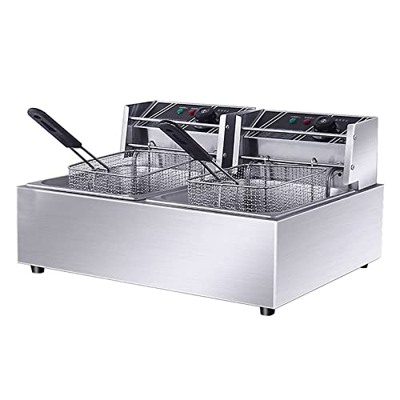 Freidora, Freidora eléctrica de 2500 W con Cesta Acero Inoxidable Temperatura Ajustable Capacidad de Aceite de 6 l Freidora de Elemento de inmersión p