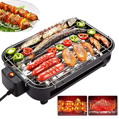 Barbacoa Eléctrica Sin Humo, Parrilla De Acero Portátil para Horno De Barbacoa, Bandeja para Asar, Parrilla para Barbacoa Interior, Control De Tempera