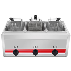 Freidora LPG de Acero Inoxidable 10L 20L 30L, freidora de Gas Comercial, Potencia de Fuego Ajustable, para Papas Fritas, donas, Pescado, Cesta y Tapa  en oferta