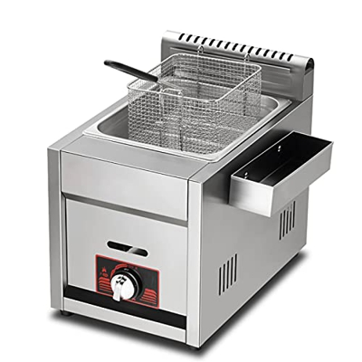 Freidora LPG Comercial, freidora de Gas de Gran Capacidad de 11L/22L/33L, Potencia de Fuego Ajustable, con cestas y Tapa Desmontables, freidora de Gas