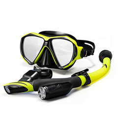QHYXT Esnórquel para Adultos, Gafas de Buceo de Vidrio Templado antivaho, respiración Libre de Vapor de Agua y diseño a Prueba de Fugas Esnórquel seco en oferta