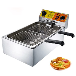 Freidora eléctrica Comercial de Acero Inoxidable con Temporizador Ajustable y Perilla de Temperatura para Restaurante de Cocina casera (20L) características