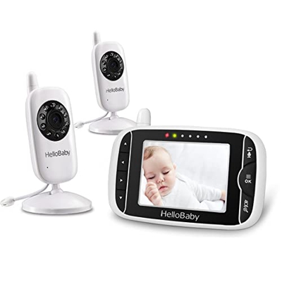 HelloBaby HB32 Vigilabebés Monitor Inalámbrico de Vídeo con Cámara Digital, Vigilancia de la Temperatura de Visión Nocturnay 2 Way Talkback System (HB