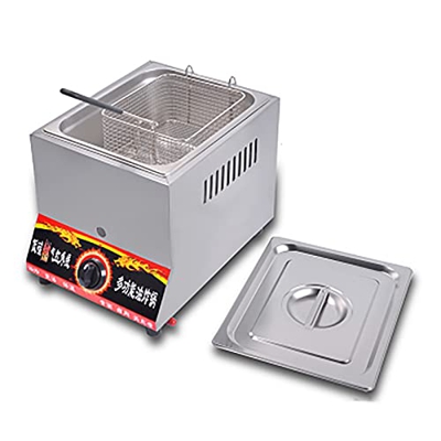 Freidora de Gas de 8 l con Cesta y Tapa para freidora, freidora de encimera Profesional de Acero Inoxidable para cocinar Alimentos en Familia (A)
