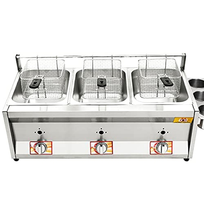 Freidora de Estufa para Exteriores Freidora de Chips de Pollo de Acero Inoxidable Grueso, con Cesta y Control de Temperatura para Uso doméstico y Come