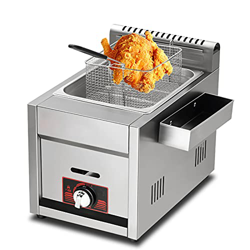 Freidora de Gas Comercial Freidora Profesional de GLP con cestas extraíbles y Canal para condimentos Potencia de Fuego Ajustable Acero Inoxidable para precio