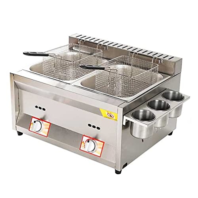 Freidora de Gas Profesional, freidora Profunda de Acero Inoxidable de Alta Capacidad y Pala de Cesta para máquina freidora de Cocina Familiar de encim