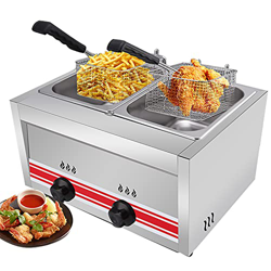 Freidora De Gas De Acero Inoxidable con Cesta Y Controlador De Temperatura para Papas Fritas, Mariscos, Restaurante, Cocina Casera (10L/20L/30L) (20L) en oferta
