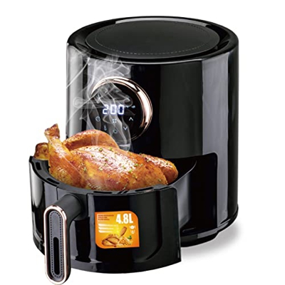 VGAGV Freidora Aire con Pantalla Táctil Automática Freidora Eléctrica Pequeña Inteligente Sin Aceite Máquina Papas Fritas 4.8L Gran Capacidad, Freidor