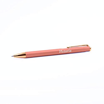 Bolígrafo PERSONALIZADO con Nombre o Texto | Color Rosa con textura mate | Bolígrafo Personalizado con detalles acoplados en Rose Gold y grabados a lá
