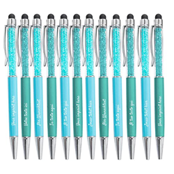 Bolígrafo metálico personalizable 2 en 1, Bolígrafo con tu texto personalizado con cristales integrados (6/6, Azul Caribe/Turquesa) precio