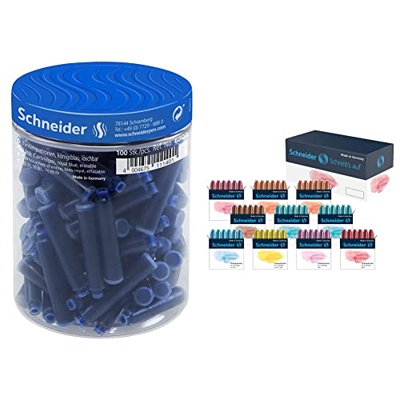 Schneider Bote de 100 cartuchos + Cartuchos de tinta para pluma estilografica (10 x 6 unidades)