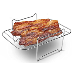 Air Fryer Rack for Double Basket Fryers, Accessories Dehydrator Compatible (Color : Silver, Size : 20cm) (Silver 20cm) precio