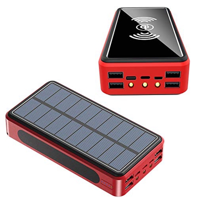 Wttfc Power Bank Carga Rapida 50000Mah, Cargador Solar Batería Externa Movil Inalámbrico Qi Powerbank con Linterna LED Bateria Portatil para iPhone Xi