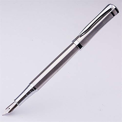 ZOSWA Pluma Fuente Fuente Pen Hard Pen Calligraphy Pen Pen de Regalo for Alumnos para Hombres, Mujeres (Color : Silver, Size : 13.8X1.3cm)