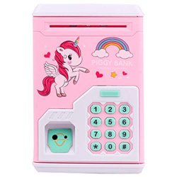 Mini ATM Electronic Coin Bank,Smart Electronic Piggy Bank, Safe with Password Mini Bank,Suitable for Children(Over 3 Years Old),D (C) características