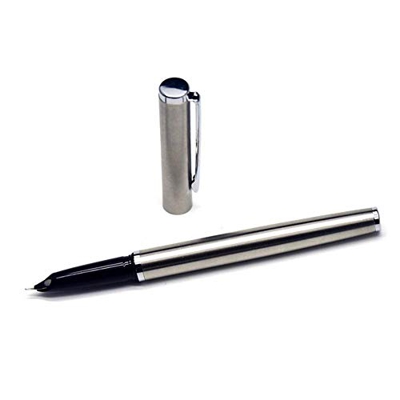ZOSWA Pluma Fuente Fuente Pen Fina Fina Escribir Regalo Publicidad de Regalo para Hombres, Mujeres (Color : Silver, Size : 14.0x1.1cm)