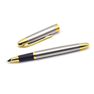 ZOSWA Pluma Fuente Mens Business Office Pen Pen Signature Pen para Hombres, Mujeres (Color : Silver, Size : 13.9X1.3cm)