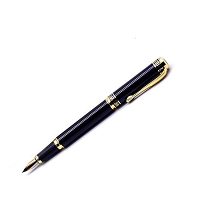 ZOSWA Pluma Fuente Metal Style Chino Fuente Fuente Pen Regalo de Negocios al por Mayor para Hombres, Mujeres (Color : Black, Size : 13.7X1.3cm)