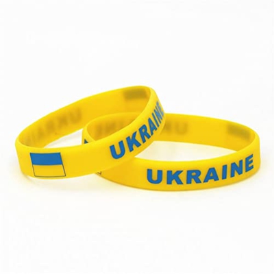 Bandera Ucraniana Pulsera De Goma De Silicona 2pcs Souvenir Amarillo Pulsera Adolescentes Brazaletes para Competencia De Fútbol De Ucrania Hombres Muj