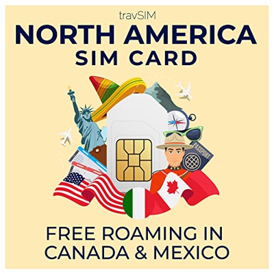 travSIM Prepaid North America SIM Card | 50GB Mobile Data for The USA, 5GB for Canada & Mexico at 4G/5G speeds. Unlimited National Calls & Texts. Work