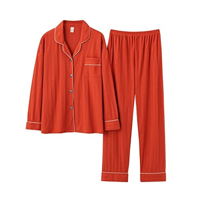 Pijama Mujer, Conjunto De Pijamas De Algodón Suave, Pantalones De Rebeca Naranja Creativos, Ropa De Dormir Lisa Transpirable, Conjuntos De Ropa De Des