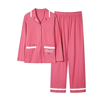 Pijama Mujer, Elegante Conjunto De Pijamas De Algodón Bordado De Flores Creativos Pantalones De Rebeca Rosa Ropa De Dormir Suave Y Transpirable Conjun