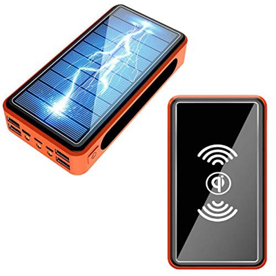 Wttfc Power Bank Carga Rapida 50000Mah, Cargador Solar Batería Externa Movil Inalámbrico Qi Powerbank con Linterna LED Bateria Portatil para iPhone Xi