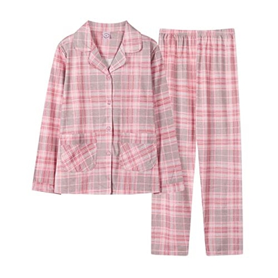 Pijama Mujer, Conjunto De Pijamas De Algodón Elegante Patrón De Rayas Creativas Pantalones De Rebeca Rosa Ropa De Dormir Suave Y Transpirable Conjunto