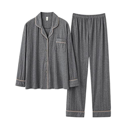 Pijama Mujer, Conjunto De Pijamas De Algodón Suave, Pantalones De Rebeca Gris Oscuro Creativos, Ropa De Dormir Lisa Transpirable, Conjuntos De Ropa De precio