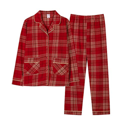 Pijama Mujer Sexy, Conjunto De Pijamas De Algodón Elegante Patrón A Cuadros Creativo Pantalones De Rebeca Roja Ropa De Dormir Suave Y Transpirable Con características